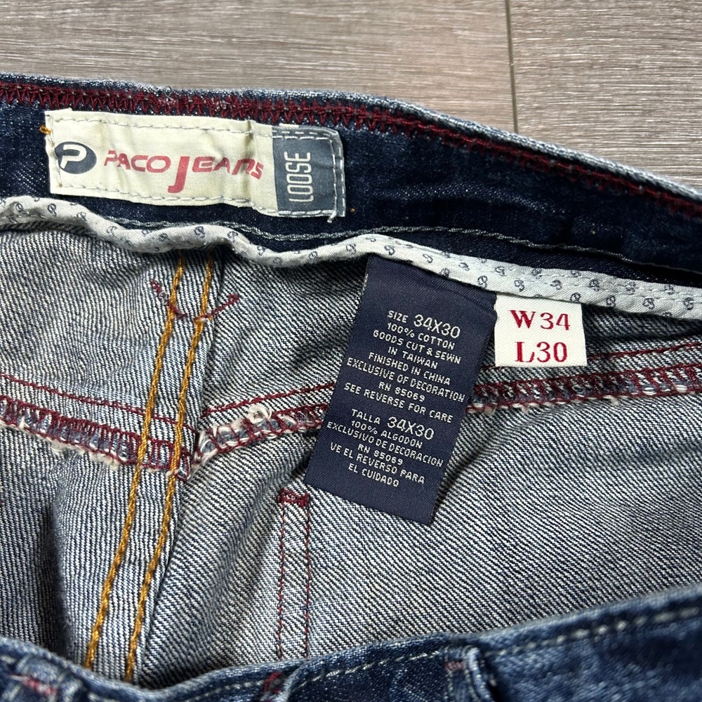 Vintage Paco Jeans‎ Y2K Dark Wash Denim Jeans W34 L30 Straight Leg - Picture 3 of 8
